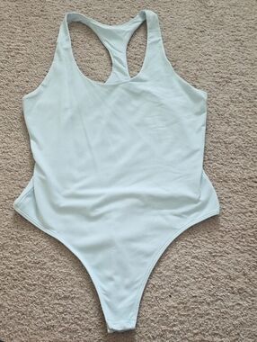 Babaton Light Blue Racerback One-Piece Bodysuit